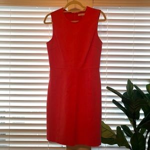 Bright Salmon Pink Sleeveless Stretch Cotton Dress